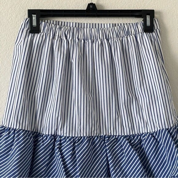 J. Crew Pull on Striped Ruffled Mini Skirt SZ 0 - Picture 6 of 14